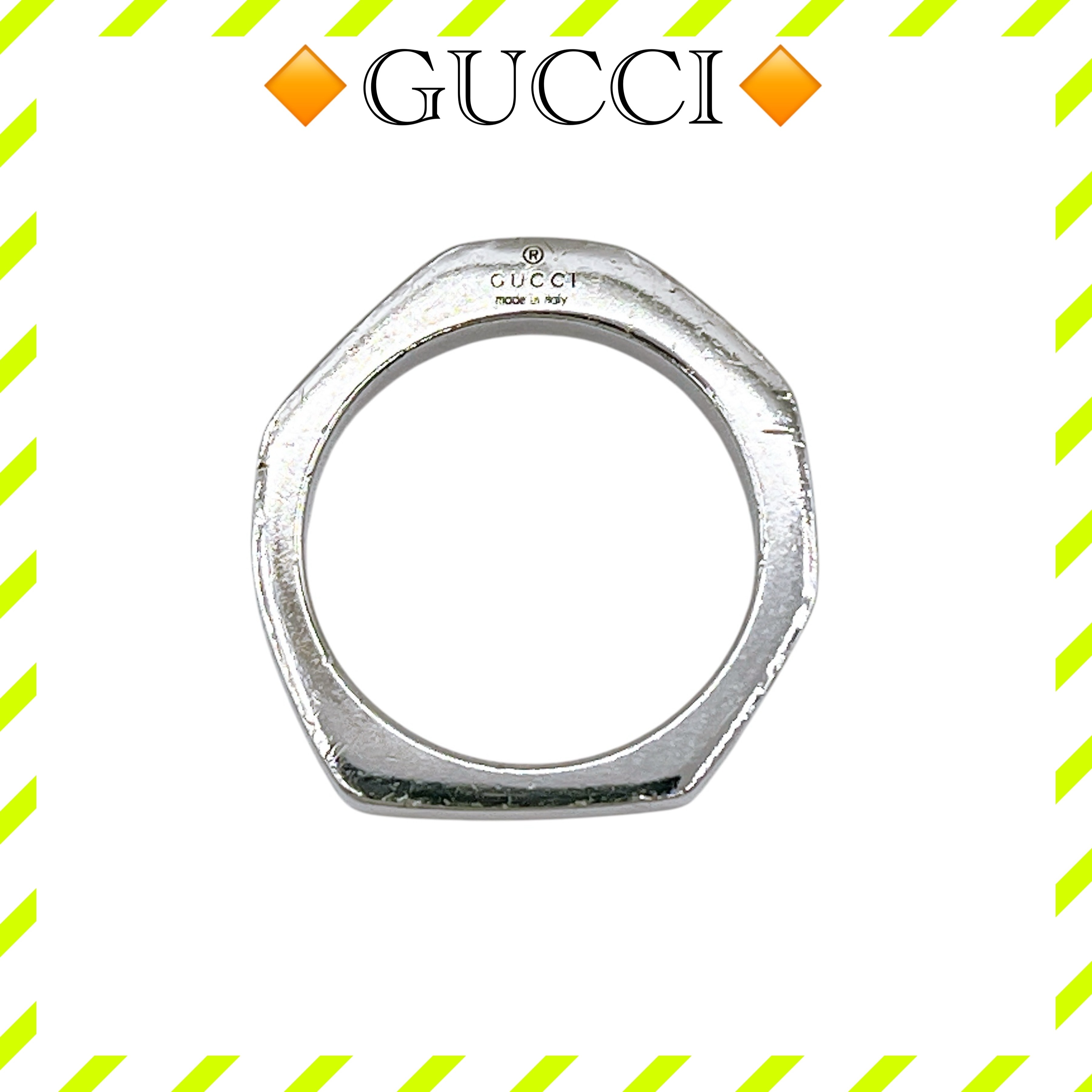 良品 グッチ 925 ヘキサゴン リング 指輪 10 銀 シルバー レディース