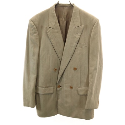 Paul Smith LONDON ポールスミスロンドン 日本製 ダブル テーラードジャケット XL アッシュカーキ系 ブレザー