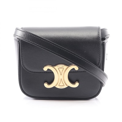 セリーヌ CELINE ミニクロード トリオンフ ショルダーバッグ バッグ レザー レディース ブラック系 10I513 【中古】