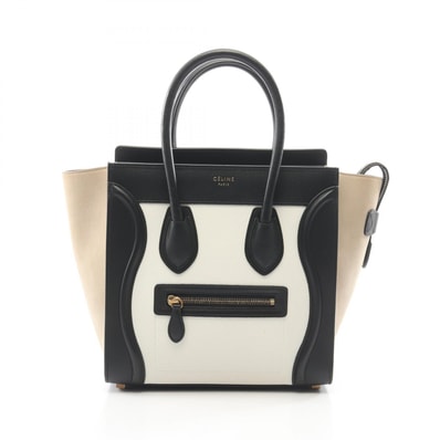 セリーヌ CELINE ラゲージ マイクロショッパー トートバッグ バッグ レザー レザー レディース ホワイト系 / ブラック系 / ベージュ系 【中古】