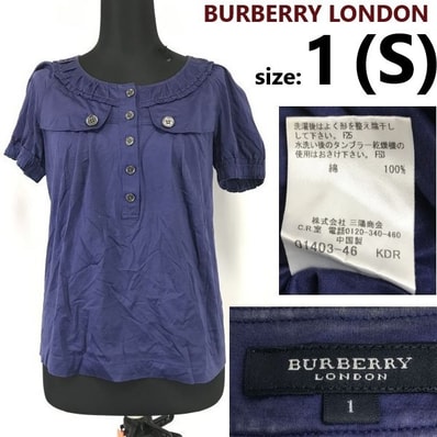 三陽商会★BURBERRY LONDON/バーバリー★半袖ブラウス/カットソー【1/レディースS/ネイビー/navy】Tシャツ/トップス/Tops/Shirts◆sBH933