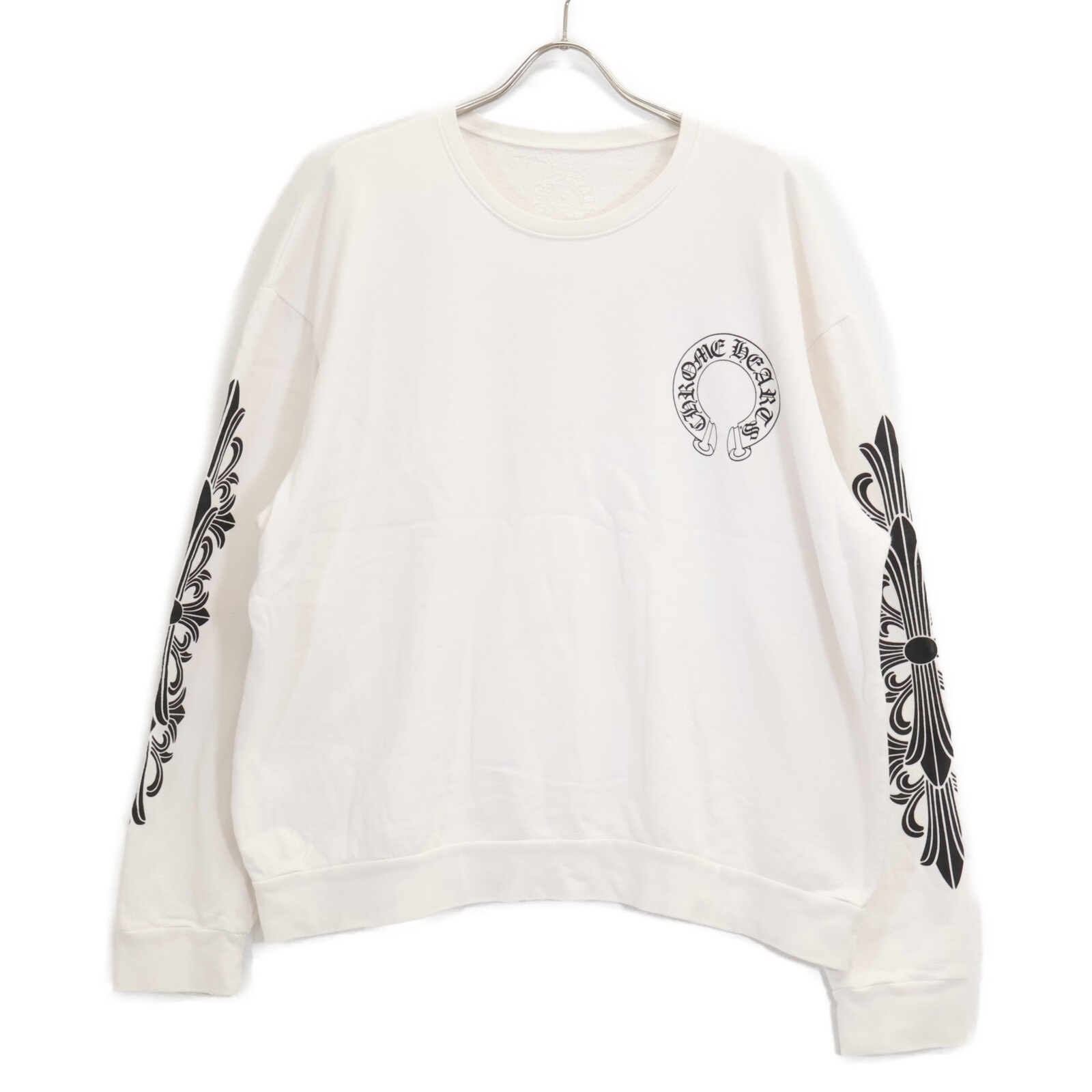 Chrome Hearts Floral Cross Horseshoe Back Print Sweatshirt "White"