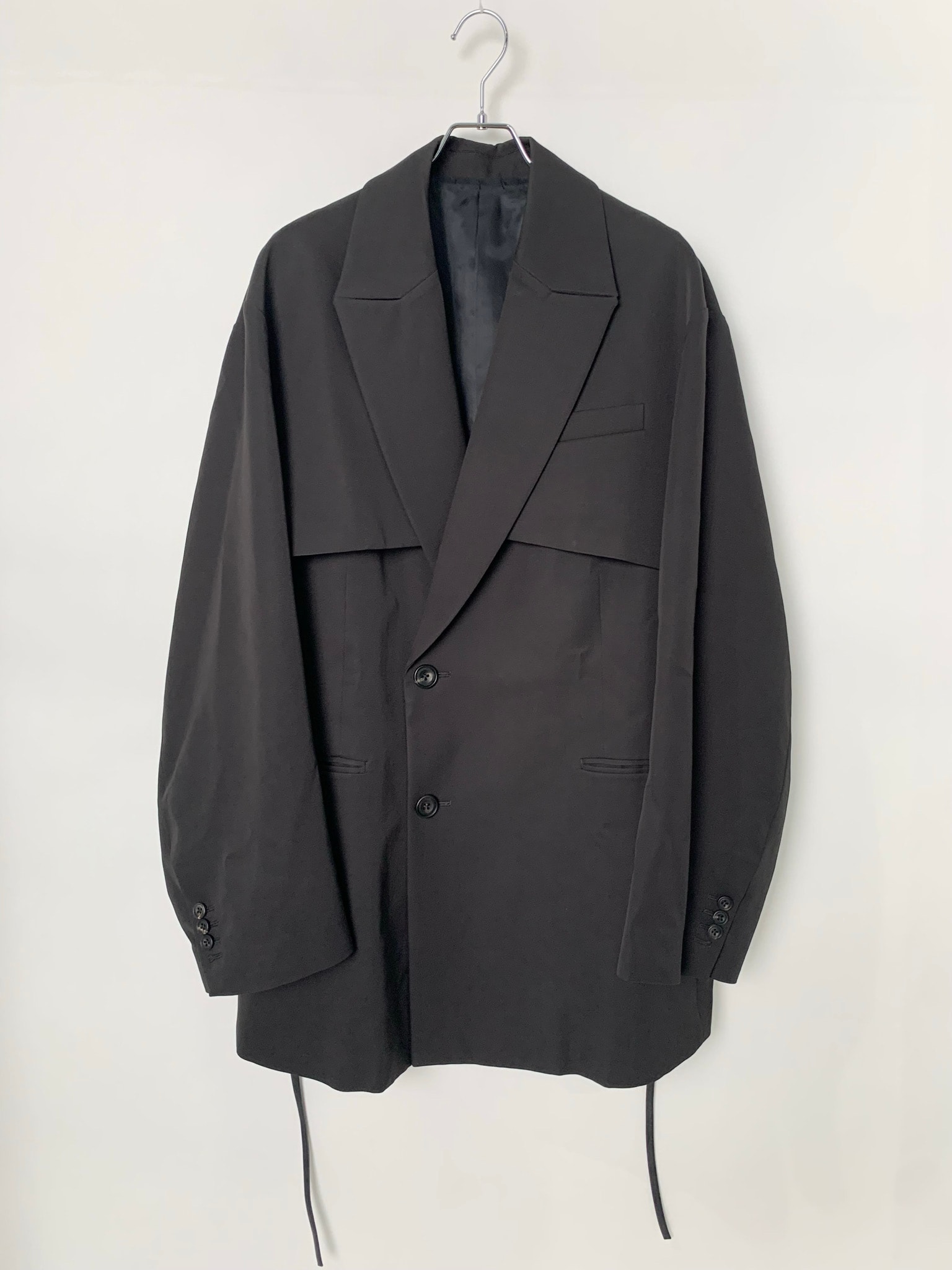 ssstein Oversized Lapeled Combination Jacket "Black"