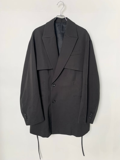 ssstein Oversized Lapeled Combination Jacket "Black"