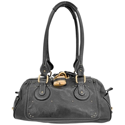 Chloe クロエ ハンドバッグ パディントン 肩掛け レザー ブラック 黒 ゴールド金具 レディース【中古品】