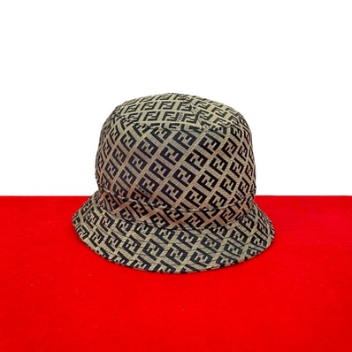 FENDI フェンディ ズッキーノ ロゴ 柄 コットン ポリエステル ハット ネイビー
48289