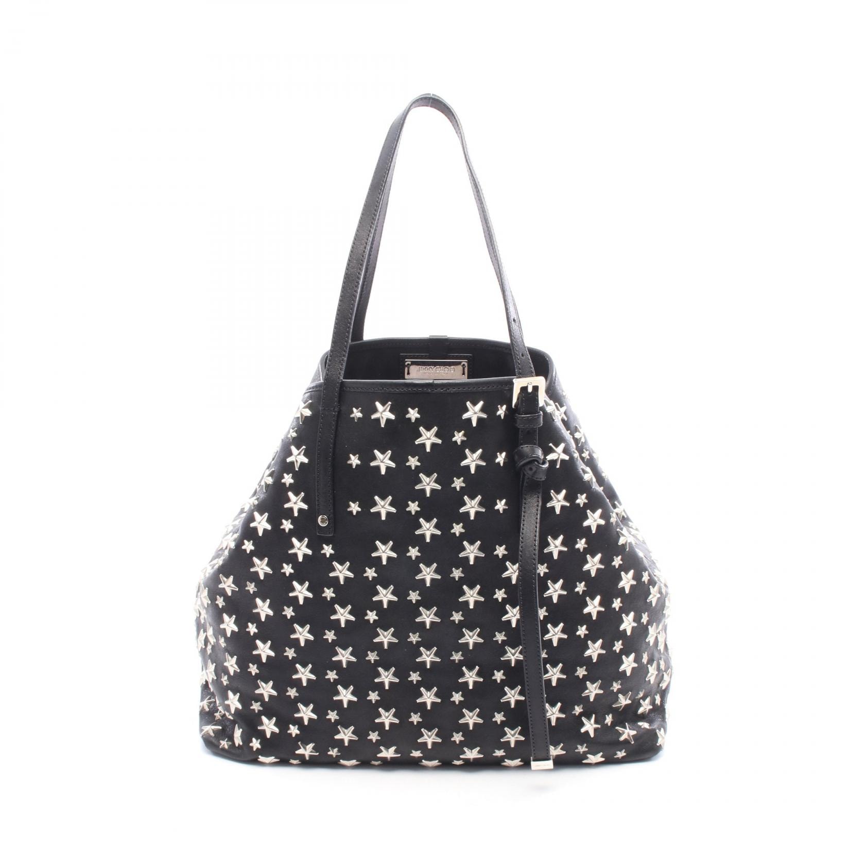 ジミーチュウ JIMMY CHOO SASHA サシャM スタースタッズ トートバッグ バッグ レザー レディース ブラック系 【中古】