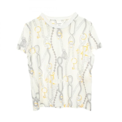 エルメス HERMES パルフロワリミックス 半袖Tシャツ 衣料品 トップス コットン ホワイト レディース ホワイト系 / グレー系 / イエロー系 5H4628DS 【中古】