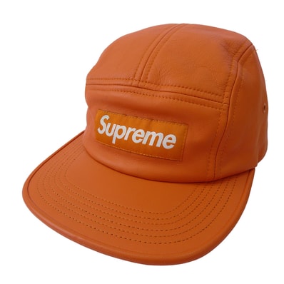 Supreme シュプリーム キャップ 16AW Leather Camp Cap ボックスロゴ レザー キャンプ キャップ 帽子 オレンジ系【中古】