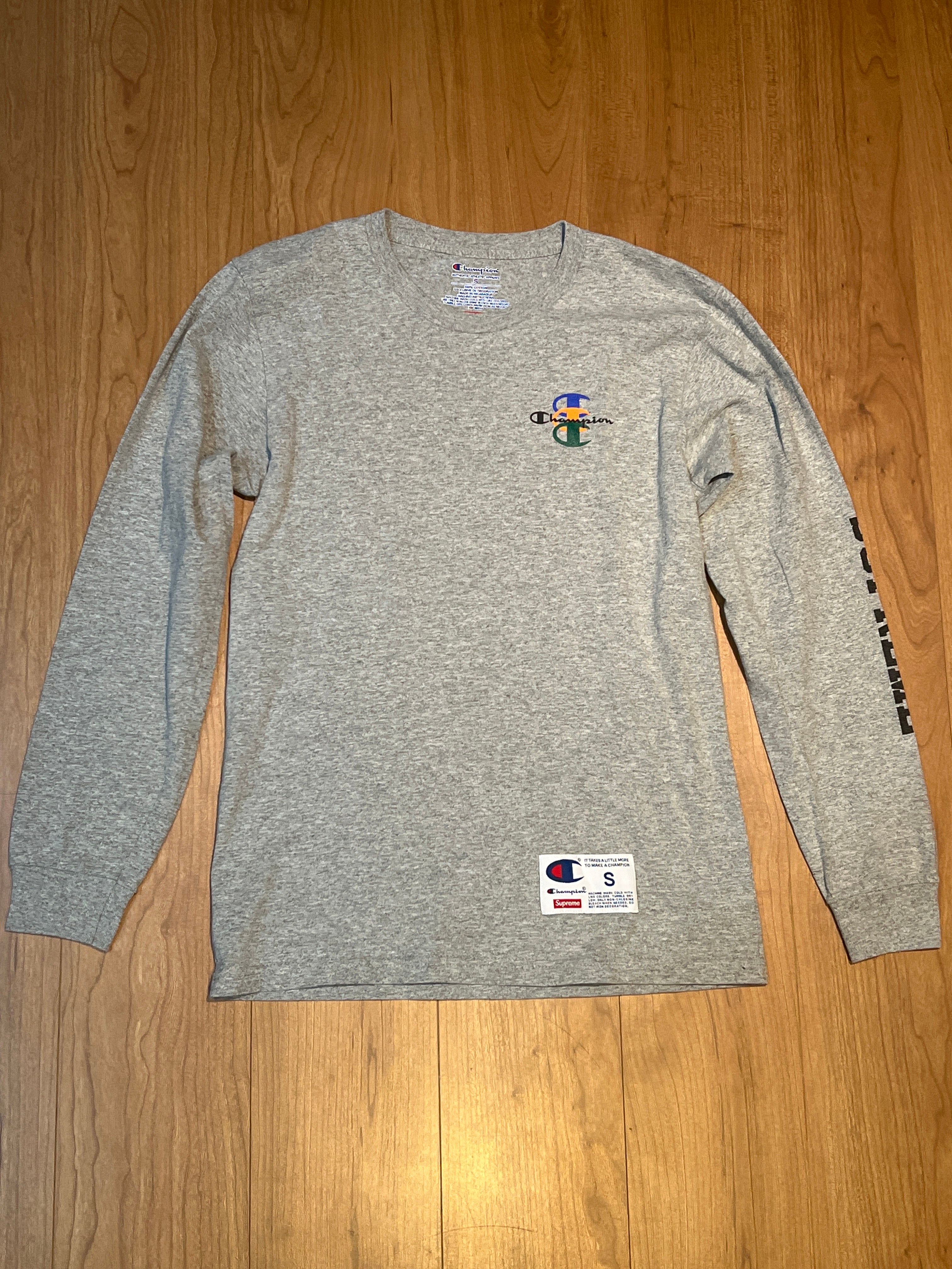 シュプリーム チャンピオン スタックド C L/S Tシャツ "アッシュ グレー"