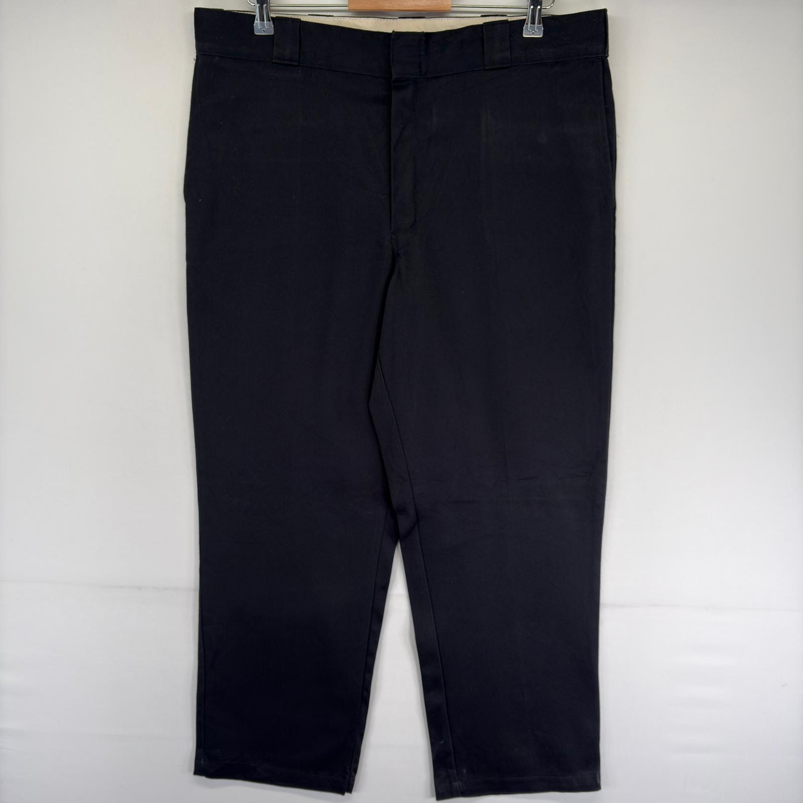 古着 ディッキーズ Dickies パンツ 874 ストレート センタープレス ジッパーフライ ワーク チノパン W38 L30  ブラック系 メンズ