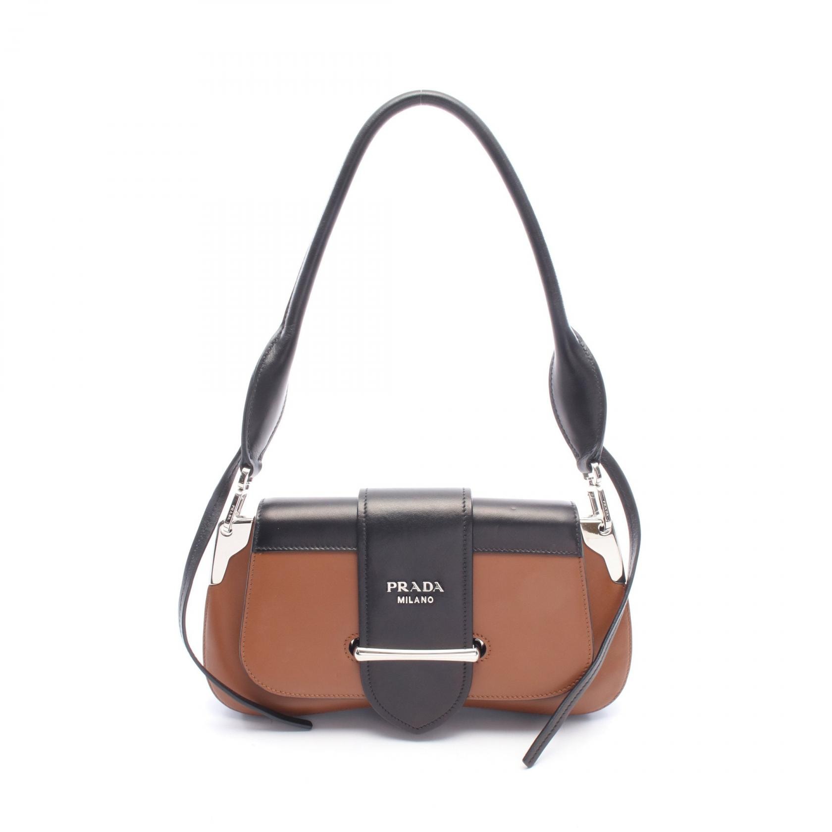 プラダ PRADA CITY CALF ショルダーバッグ バッグ レザー レディース ブラウン系 / ブラック系 1BD168 【中古】