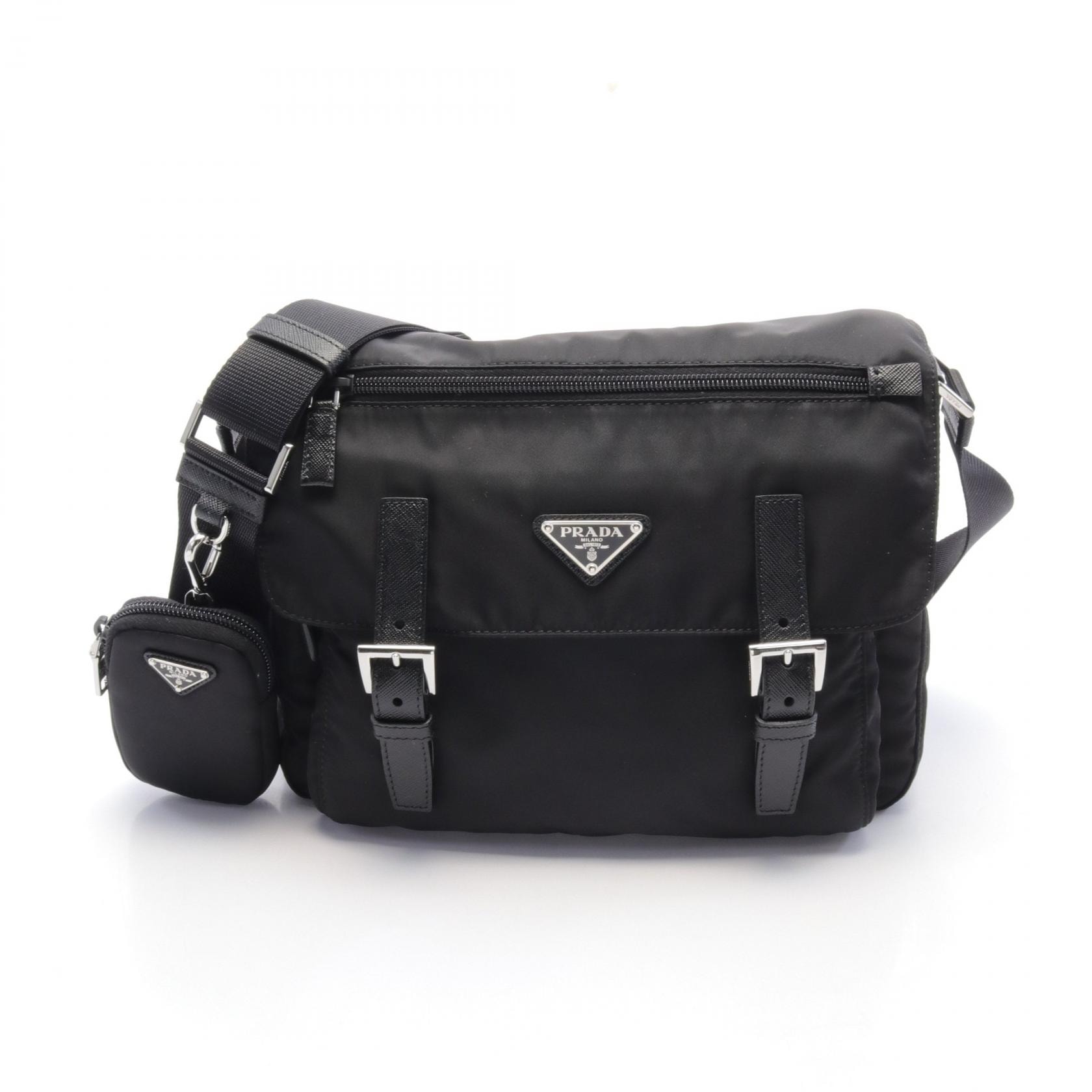 プラダ PRADA VELA ショルダーバッグ バッグ ナイロン サフィアーノレザー レディース ブラック系 1BD953RV44F0002 【新品】