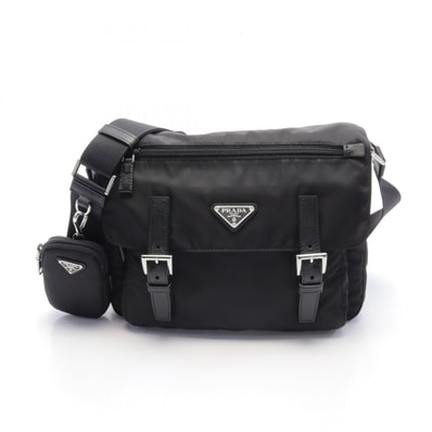 プラダ PRADA VELA ショルダーバッグ バッグ ナイロン サフィアーノレザー レディース ブラック系 1BD953RV44F0002 【新品】