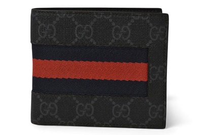 GUCCI GG Supreme New Web Coin Wallet "Black"