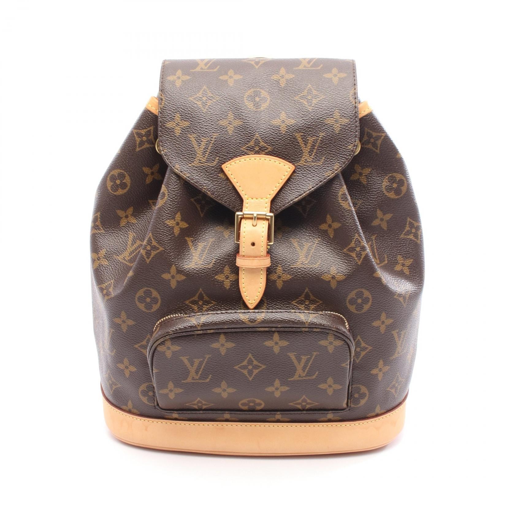 ルイ・ヴィトン LOUIS VUITTON モンスリMM モノグラム リュックサック バックパック バッグ PVCコーティングキャンバス レザー モノグラム レディース ブラウン系 M51136 【中古】