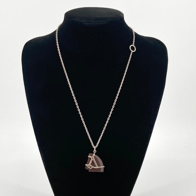 HERMES(エルメス) シュヴァル ホースモチーフ ネックレス シルバー×ブラウン