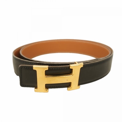 【6dc3742】エルメス ベルト コンスタンスベルト ボックスカーフ クシュベル ブラック ゴールド ゴールド金具 □A刻印【中古】メンズ レディース ユニセックス