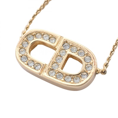 ディオール Dior CDロゴ ネックレス ジュエリー GP(ゴールドメッキ) ラインストーン レディース ゴールド系 【中古】