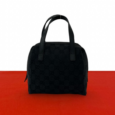 GUCCI グッチ GG ロゴ 柄 キャンバス レザー ハンドバッグ ブラック
59648