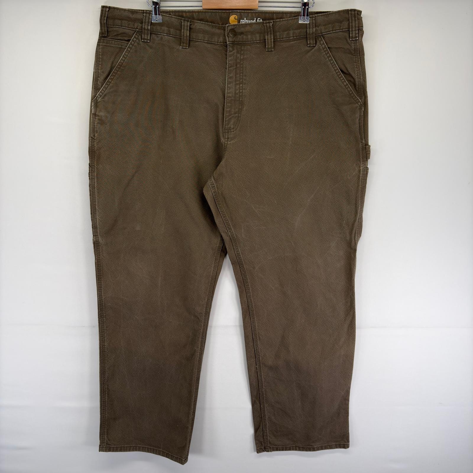 古着 カーハート Carhartt ダック パンツ ペインター ワンポイント ジップ ハンマーループ スパナポケット w44 L32  カーキ系 メンズ