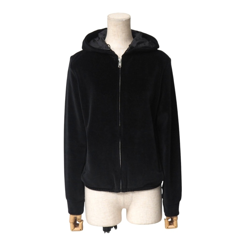 ■美品■PRADA プラダ パーカー サイズS ベルベット ベロア ジップアップ フーテッド ブランド古着【中古】20251117/RA6676