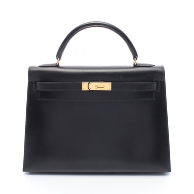 エルメス HERMES ケリー32 外縫い 2WAY ハンドバッグ バッグ カーフ(牛革) ボックスカーフ ブラック(エルメス) ○A刻印(1971年製造) レディース ブラック系 【中古】