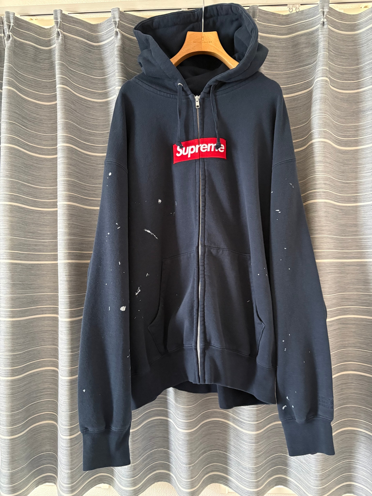 Supreme x MM6 Maison Margiela Box Logo Zip Up Hooded Sweatshirt "Navy"