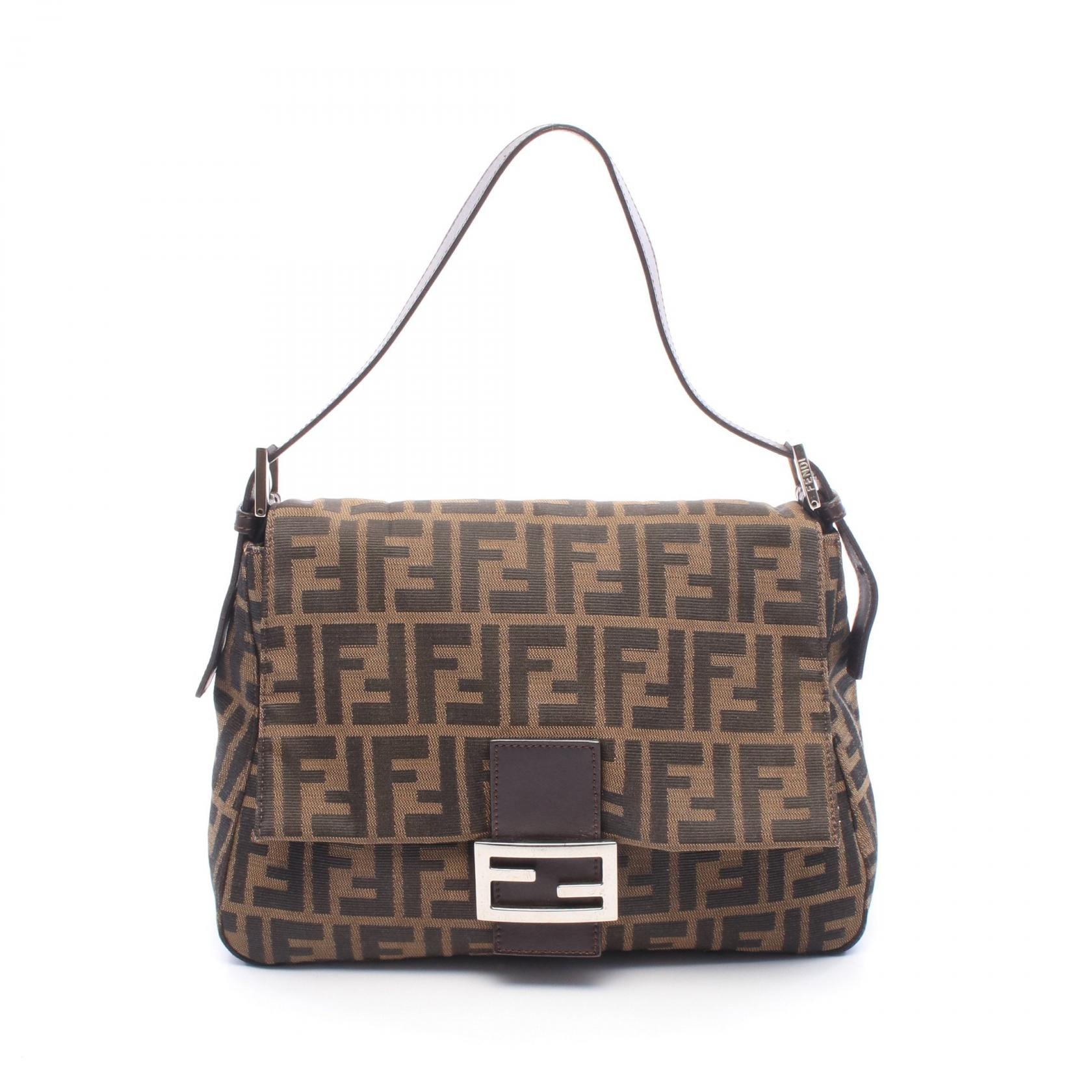 フェンディ FENDI マンマバケット ズッカ ショルダーバッグ バッグ キャンバス レザー レディース ブラウン系 / ブラック系 26325 【中古】
