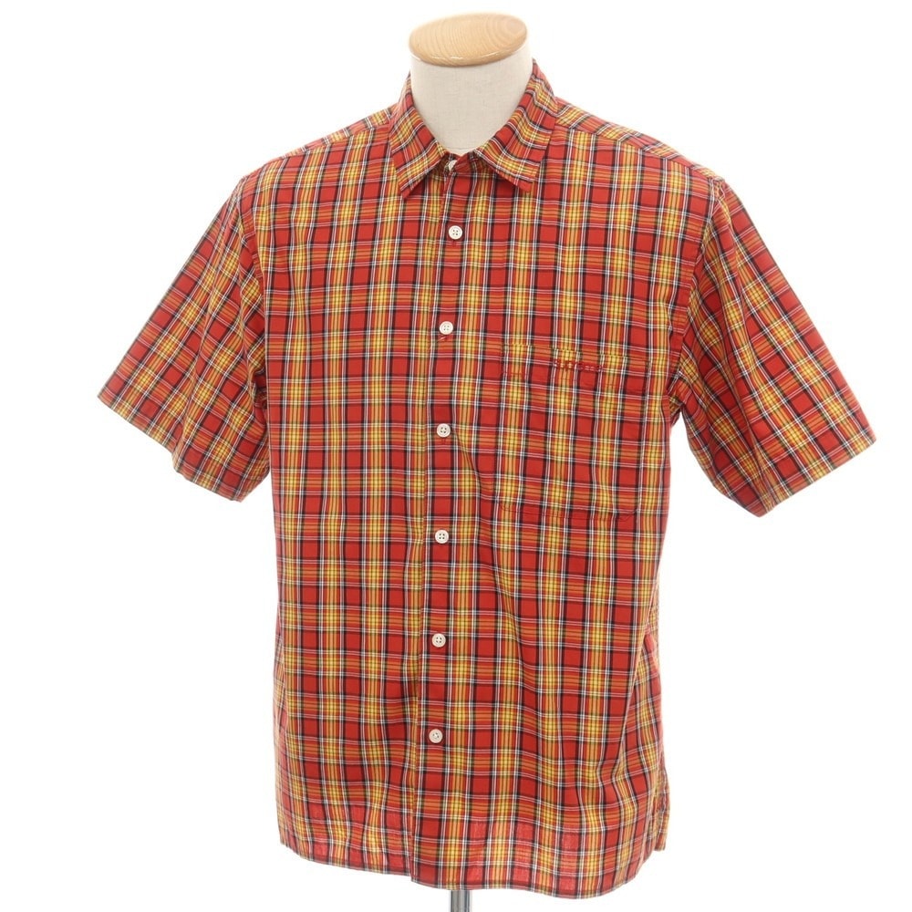 【中古】シュプリーム Supreme 2025年春夏 Mini Plaid S/S Shirt コットン チェック 半袖シャツ レッドxイエロー【サイズS】【メンズ】