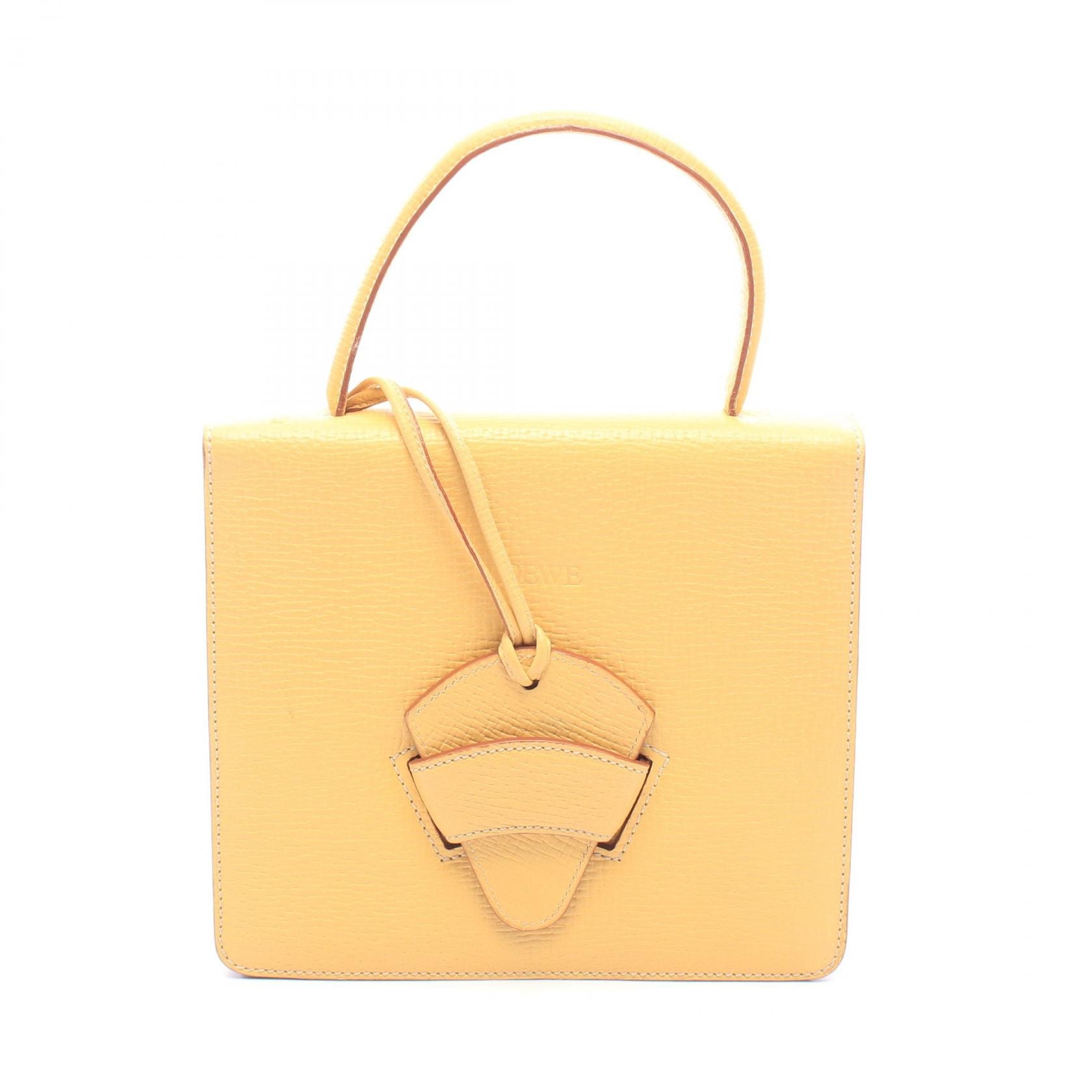 ロエベ LOEWE バルセロナ ハンドバッグ バッグ レザー レディース イエロー系 【中古】