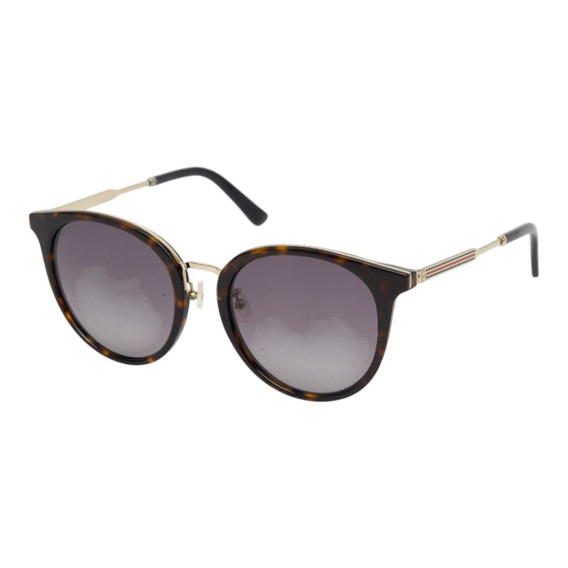 グッチ インターロッキングG シェリーライン アジアンフィット サングラス GG0204SK ブラック プラスチック レディース GUCCI 【中古】