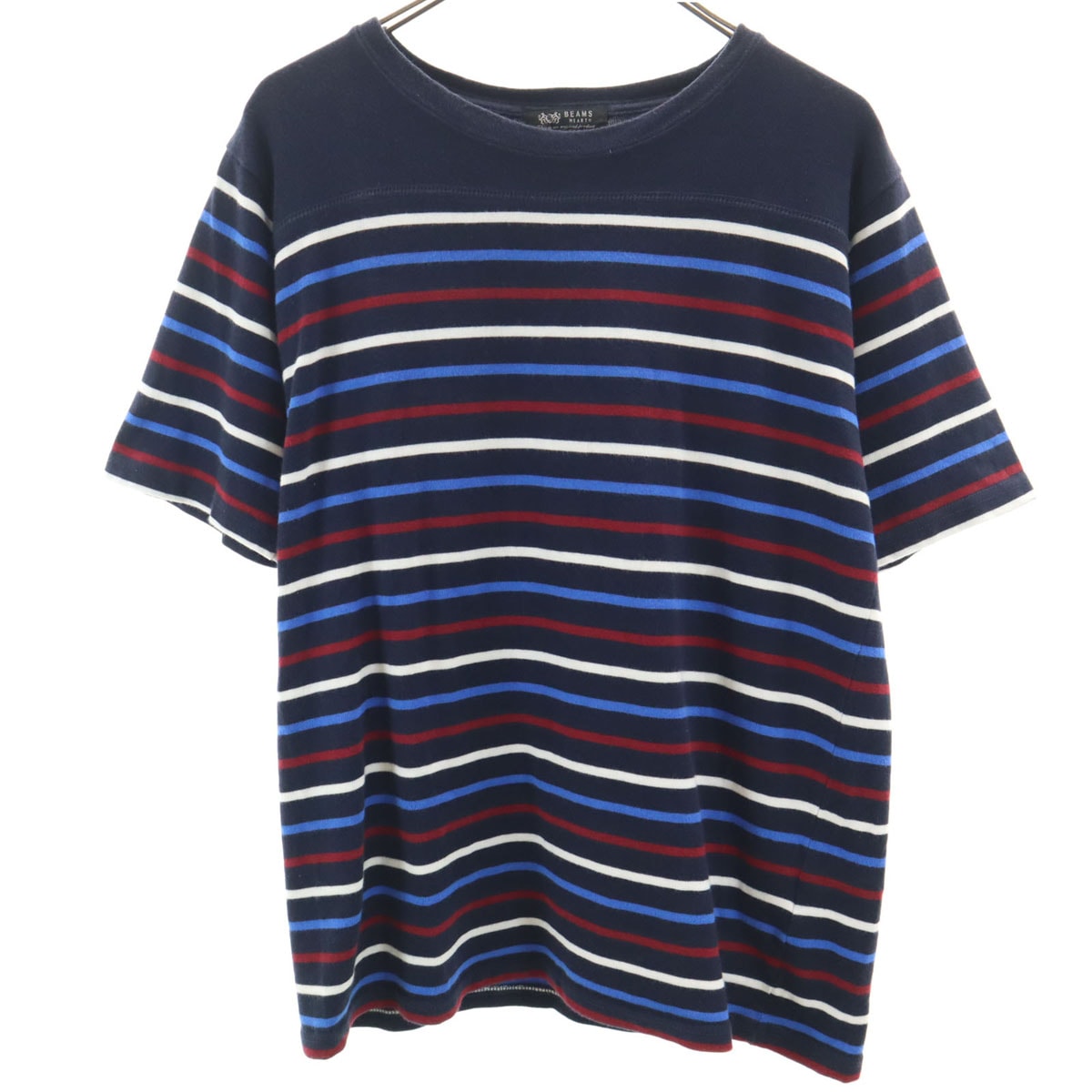 BEAMS HEART ビームスハート ボーダー柄 半袖 Tシャツ L ネイビー