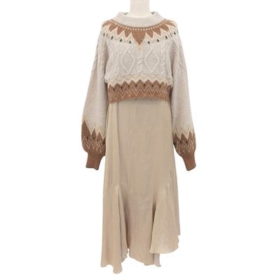 ファーファー ノルディックニット ワンピース レディース ベージュ ONE RWN0214072 ONE