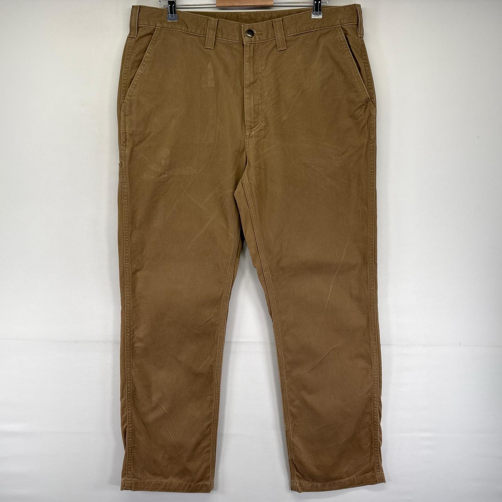 古着 カーハート Carhartt パンツ チノパン ワンポイントロゴ ツールポケット ストレート ジッパーフライ W38 L32  ブラウン系 メンズ
