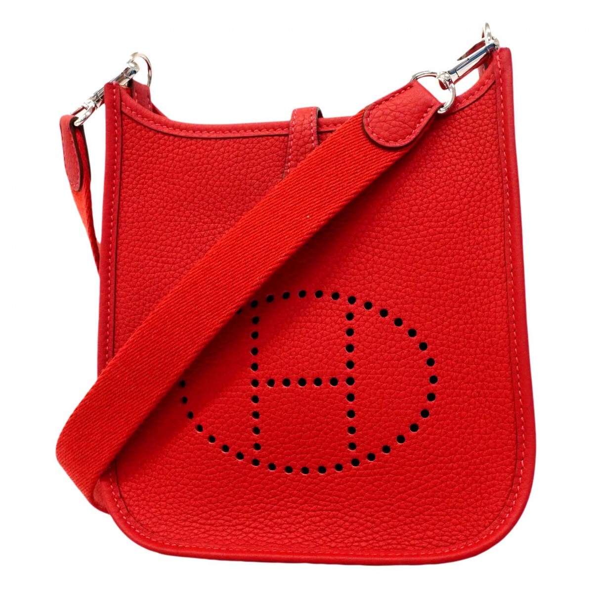 【6dd4202】エルメス ショルダーバッグ エヴリンTPM トリヨンクレマンス ヴァーミリオン シルバー金具 B刻印【中古】レディース