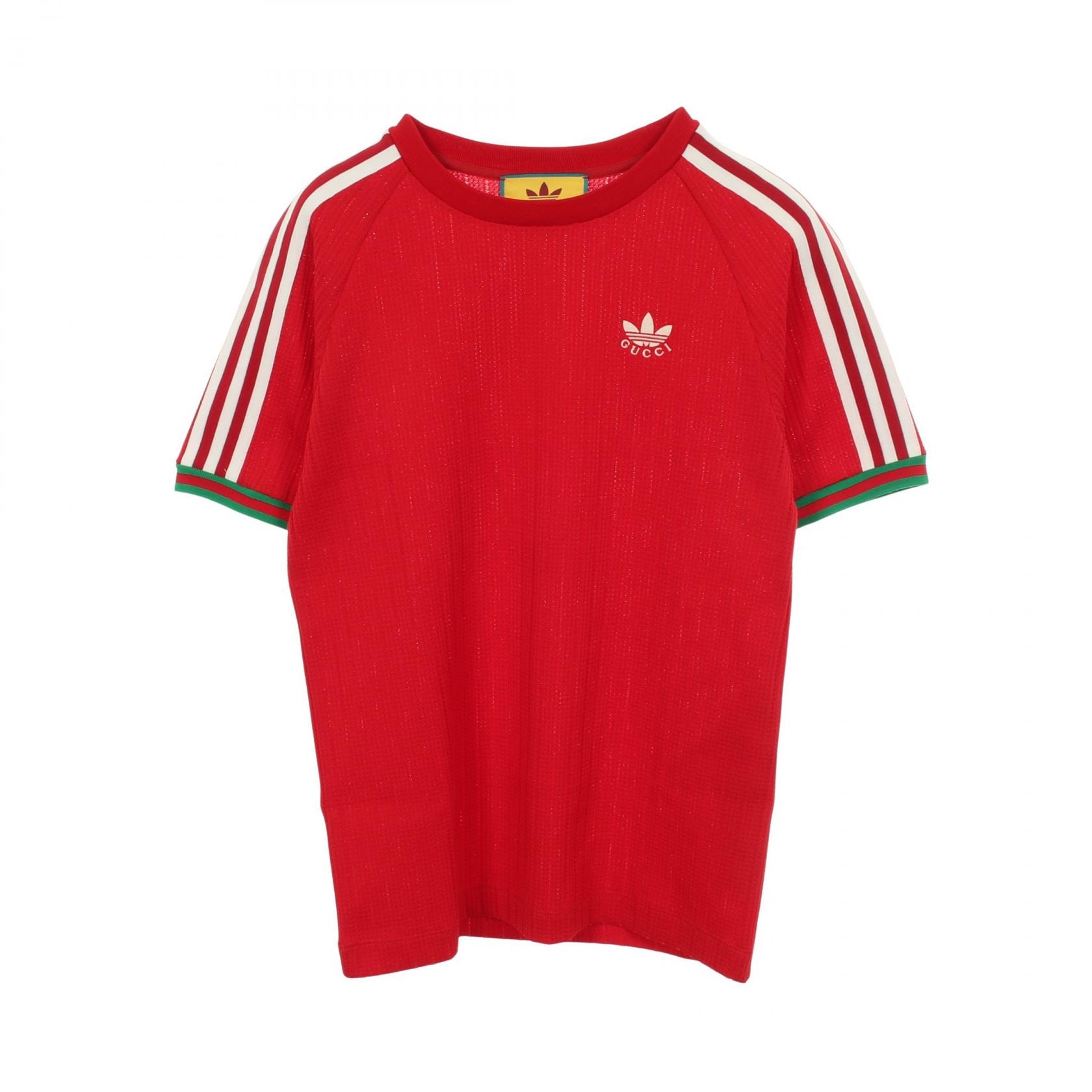グッチ GUCCI GUCCI × adidas 半袖 カットソー 衣料品 トップス ポリエステル レディース レッド系 / グリーン系 【中古】