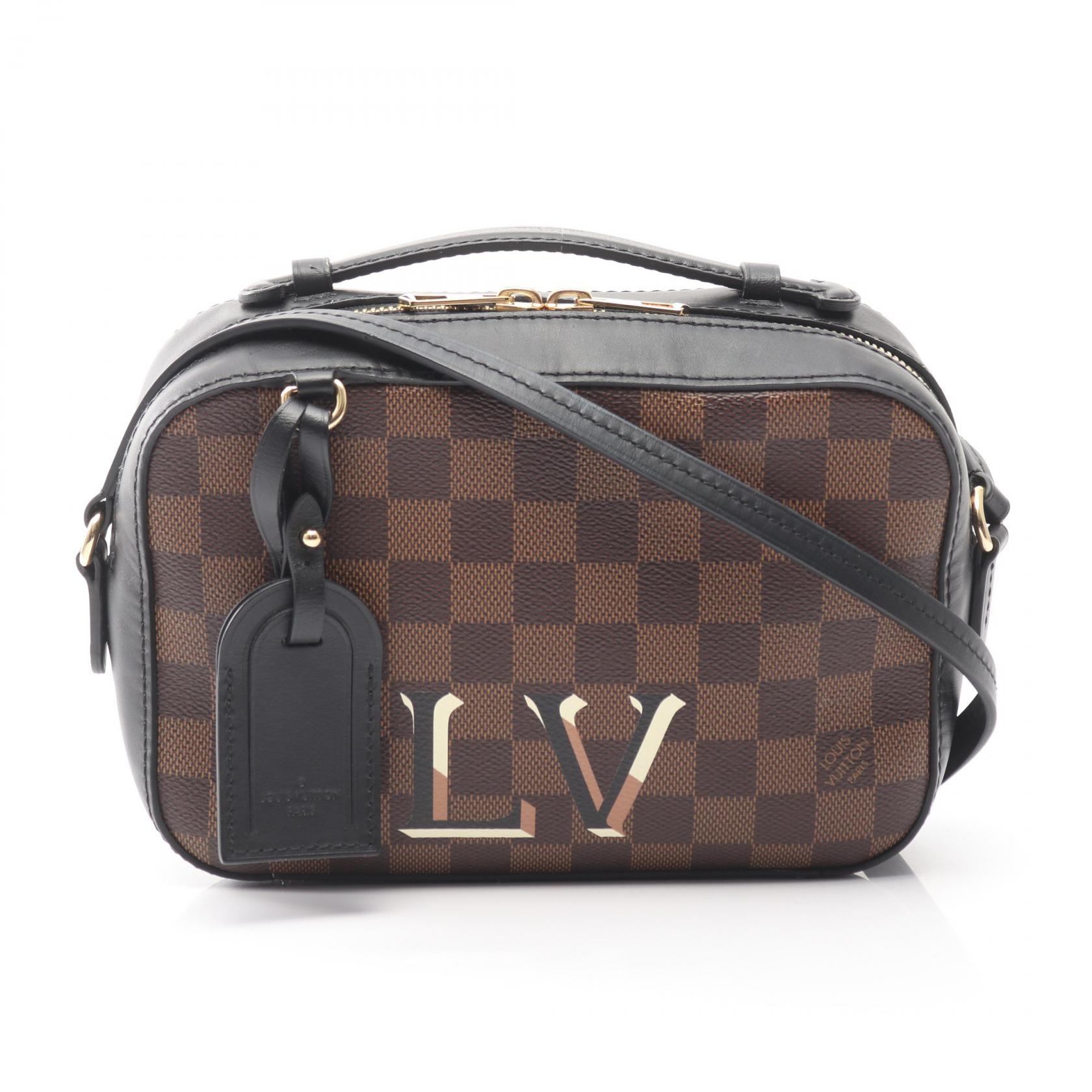 ルイ・ヴィトン LOUIS VUITTON サンタモニカ ショルダーバッグ バッグ PVCコーティングキャンバス レザー ダミエ ノワール レディース ブラウン系 / ブラック系 N40189 【中古】