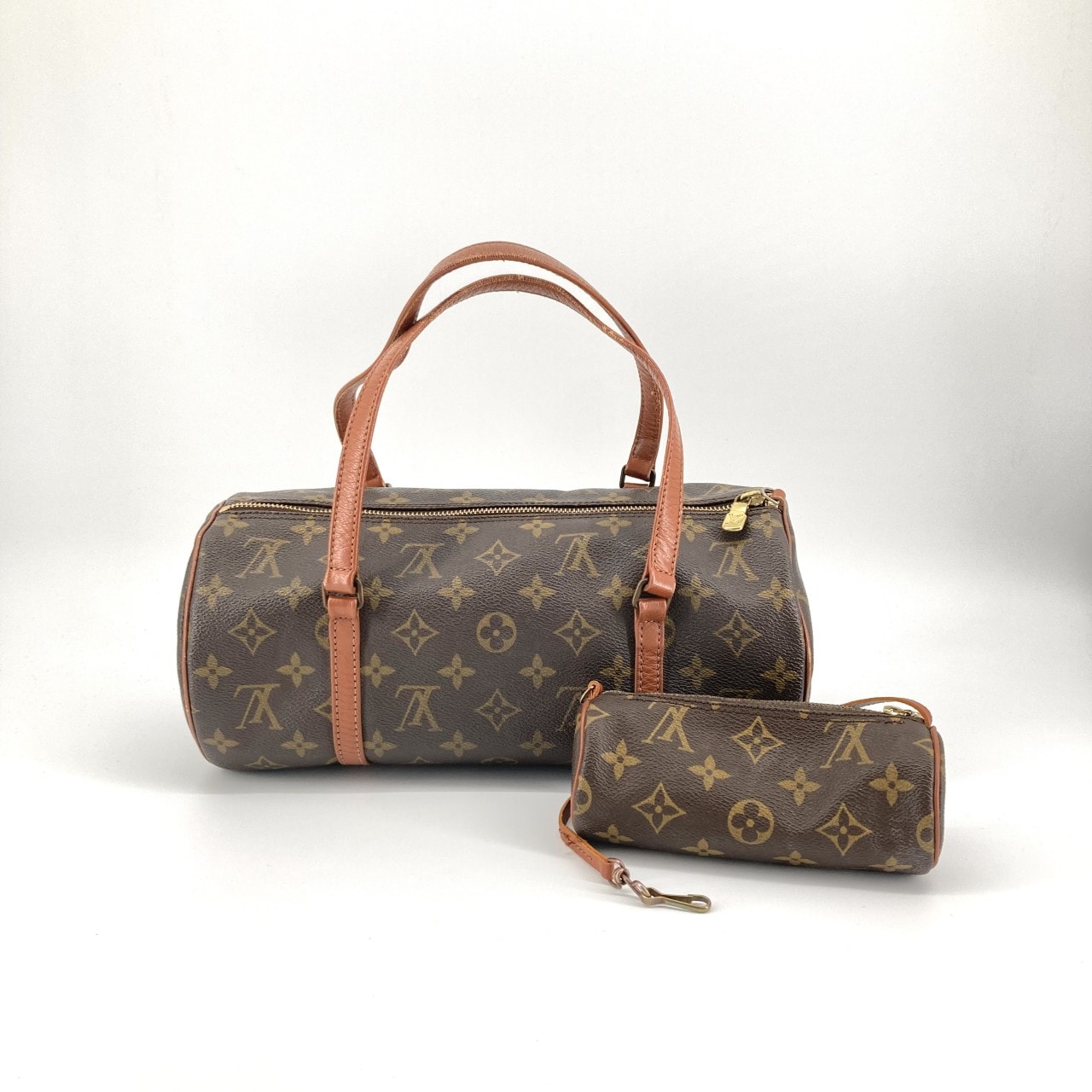 LOUIS VUITTON(ルイ・ヴィトン) モノグラム パピヨン30 キャンバス×レザー M51365 ミニボストンバッグ ブラウン