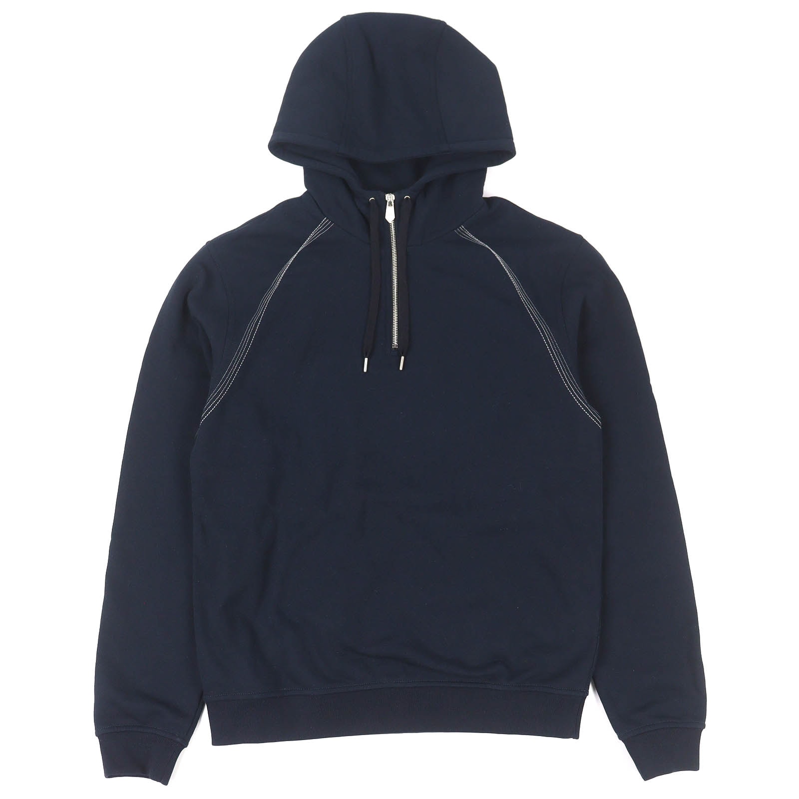 極美品 エルメス ステッチデザイン ハーフジップパーカー ダークネイビー S