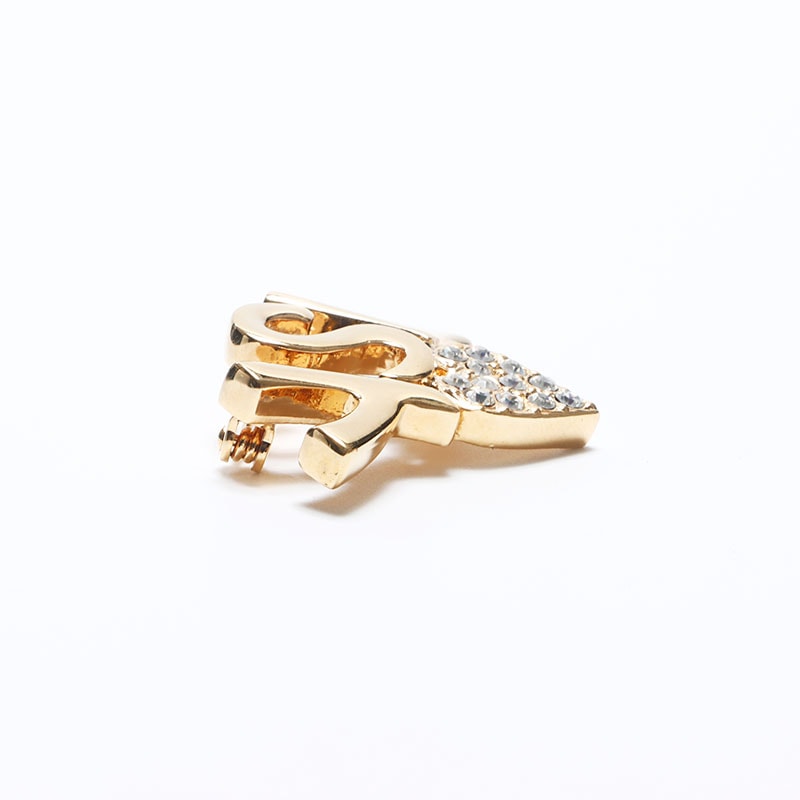 イヴ・サンローラン YSL YSL ロゴ ハート ラインストーン ブローチ【中古】