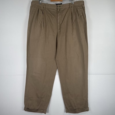 古着 トミーヒルフィガー TOMMY HILFIGER チノパンツ チノパン スラックス テーパード ワンポイント 大きいサイズ w42 L32 ベージュ メンズ