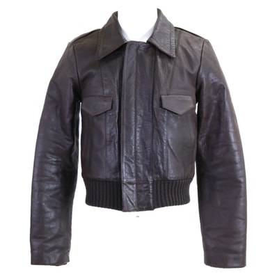 バレンシアガ 103888 クロップドレザーボンバージャケット 50