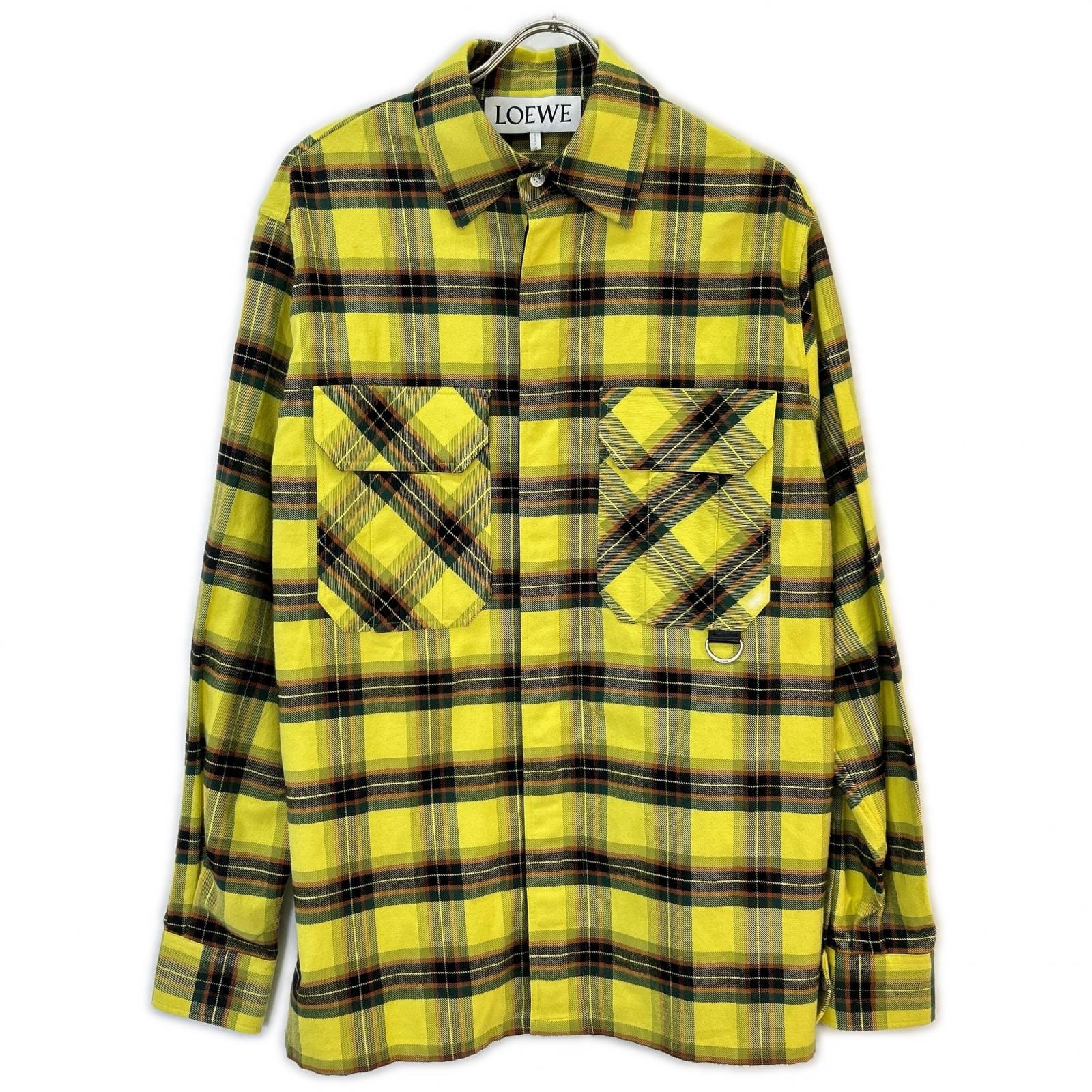 ロエベ H526Y05X07 21AW イエロー CHECK OVERSIZED SHIRTS 44