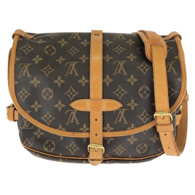 LOUIS VUITTON ルイヴィトン モノグラム ソミュール30 ブラウン ゴールド金具 PVC レザー/ ショルダーバッグ メッセンジャーバッグ 1-0294297 【中古】