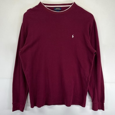 古着 ポロ・ラルフローレン POLO RALPH LAUREN 長袖Tシャツ 大きいサイズ サーマル ワッフル生地 クルーネック 2XL ワインレッド メンズ