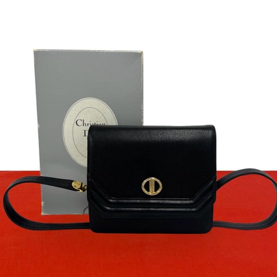 Christian Dior ディオール ロゴ 金具 レザー ショルダーバッグ ブラック
33258