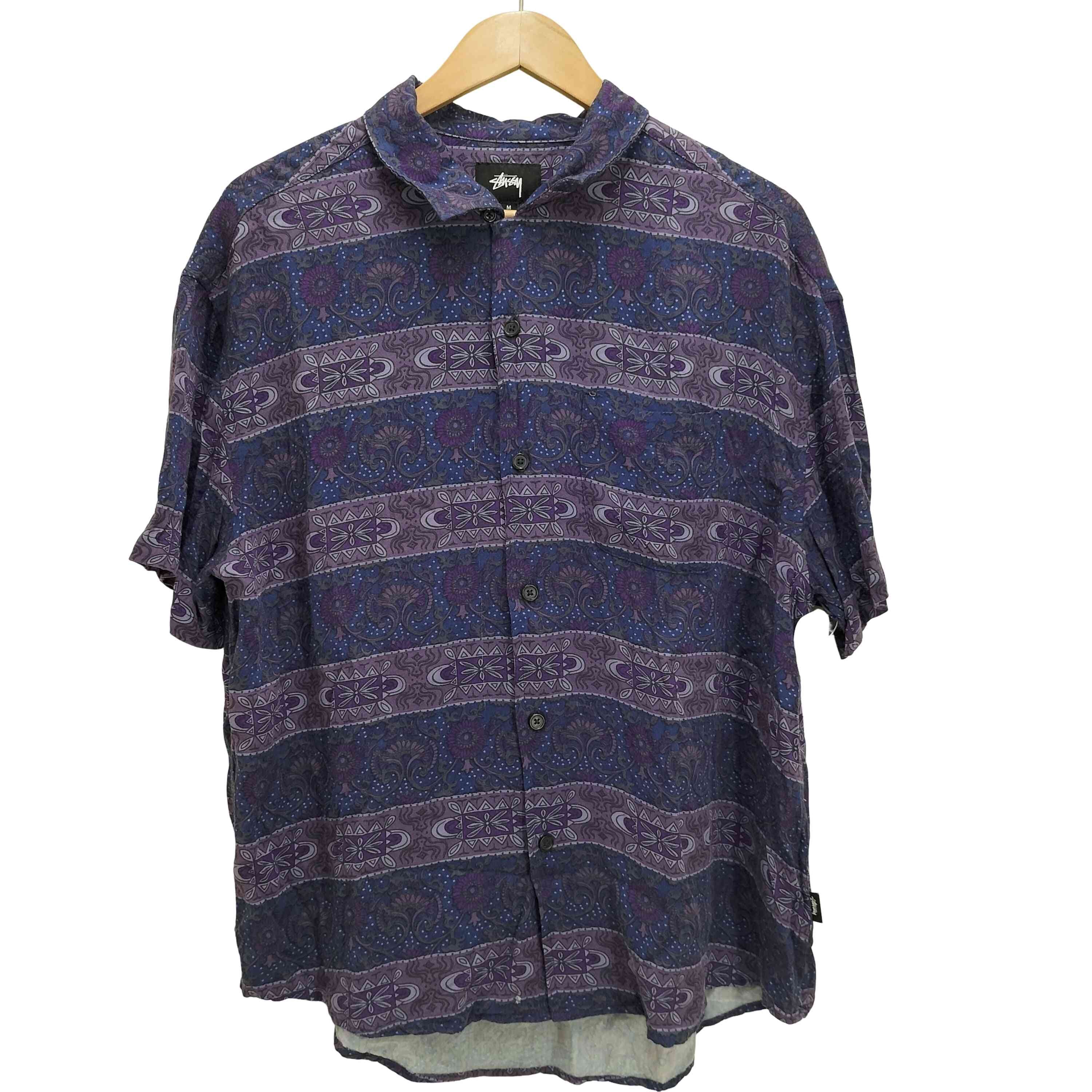 VINTAGE CAMP COLLAR ARABESQUE S/S SHIRT 唐草 総柄 レーヨン シャツ【1143092782221】