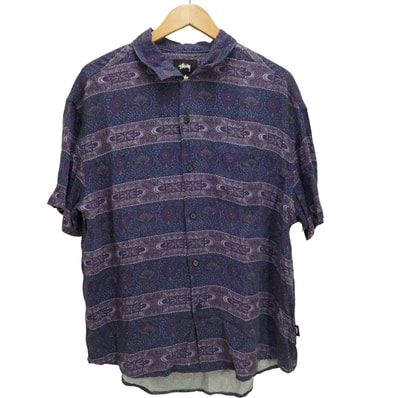 VINTAGE CAMP COLLAR ARABESQUE S/S SHIRT 唐草 総柄 レーヨン シャツ【1143092782221】