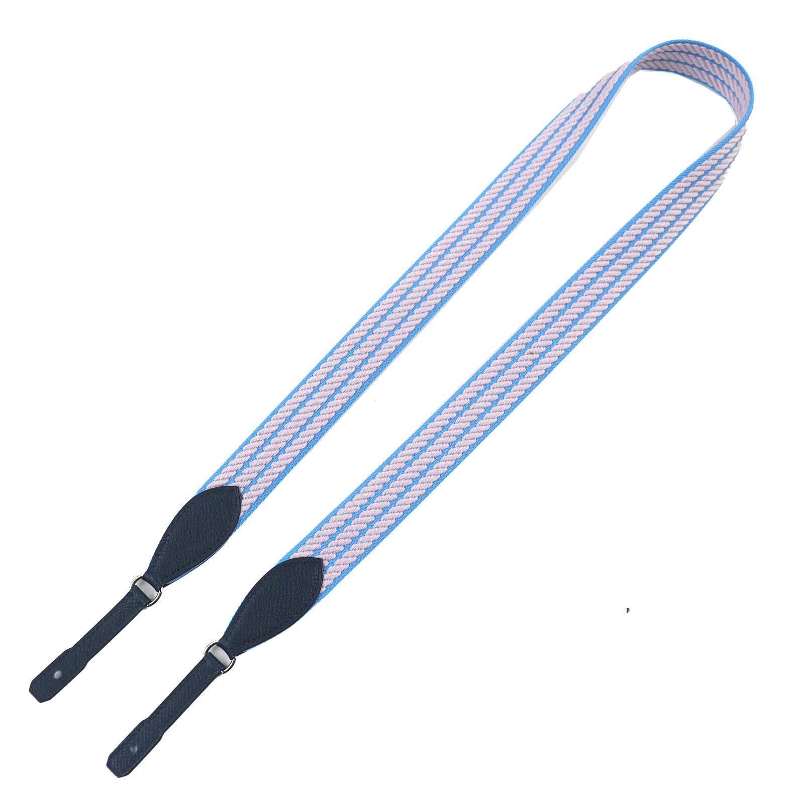 極美品 エルメス
 ショルダーストラップ カヴァル トゥーゴー 25mm ブルー グレー ネイビー レディース